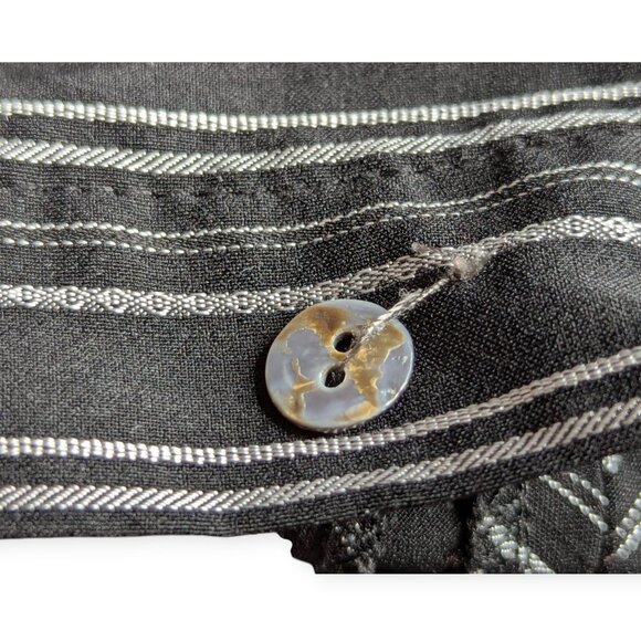 Debbie Shuchat Black White Pinstriped Long Sleeve Button Front French Cuffs Sz 6 - Picture 12 of 16